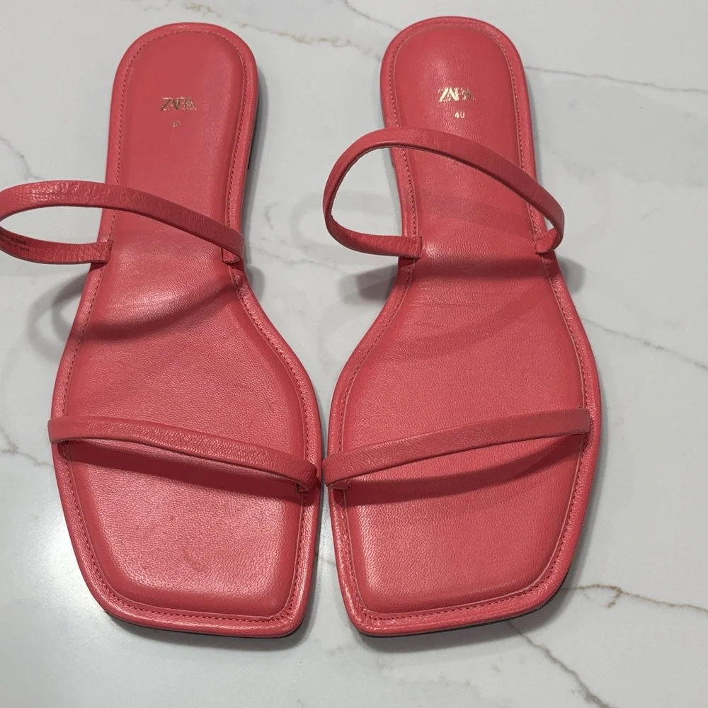 Zara Pink Minimal Double-Strap Slide Sandals - Picture 3 of 10